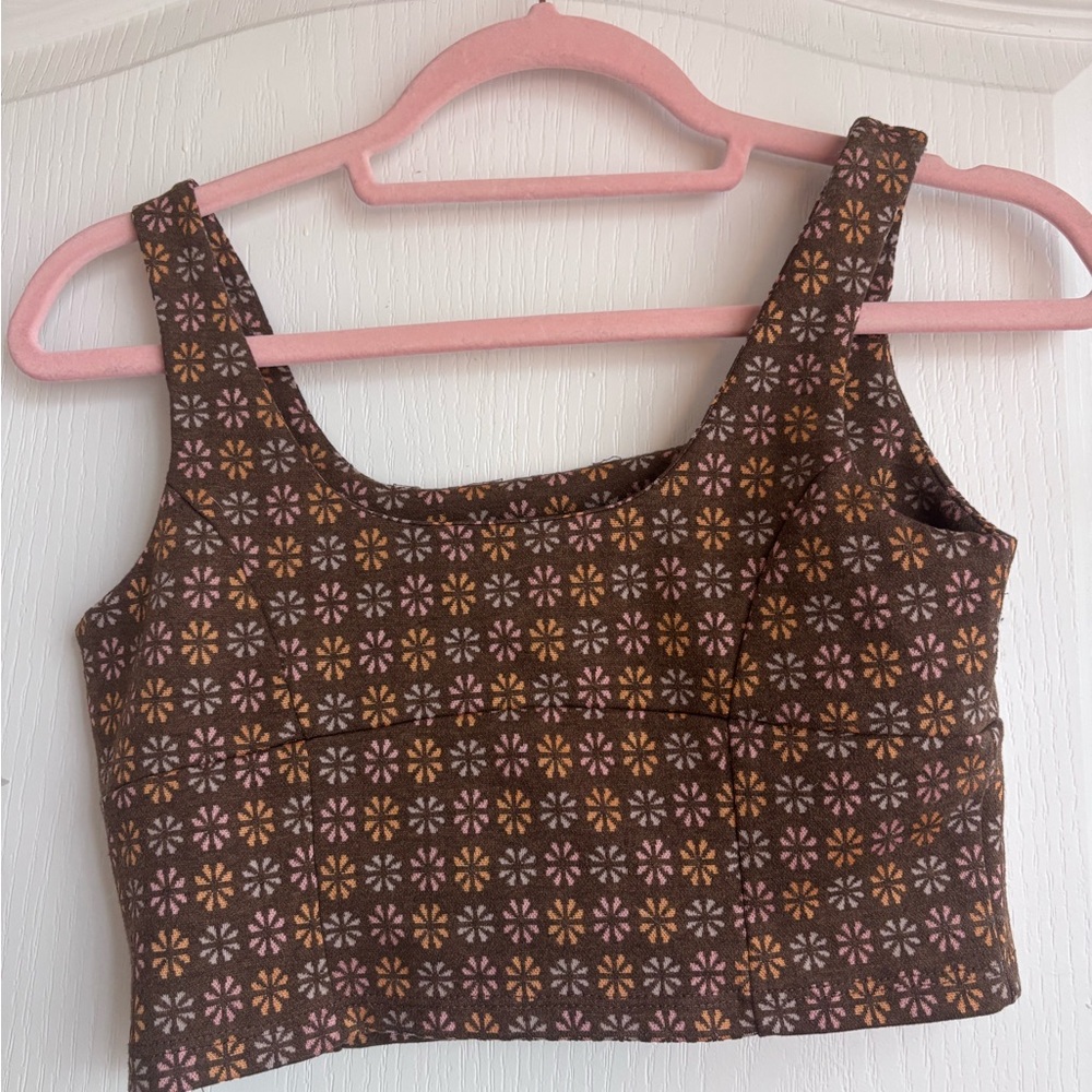 Altar’d State Floral Brown Crop Top